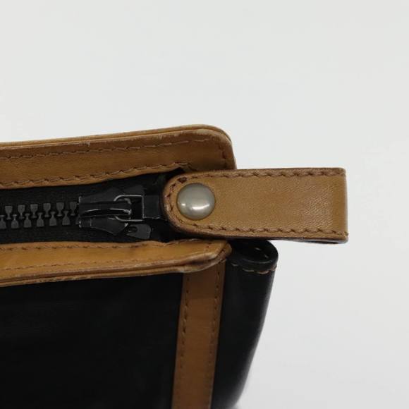 CELINE Clutch Bag Leather Black Brown Gold Auth fm3932 - Picture 8 of 16